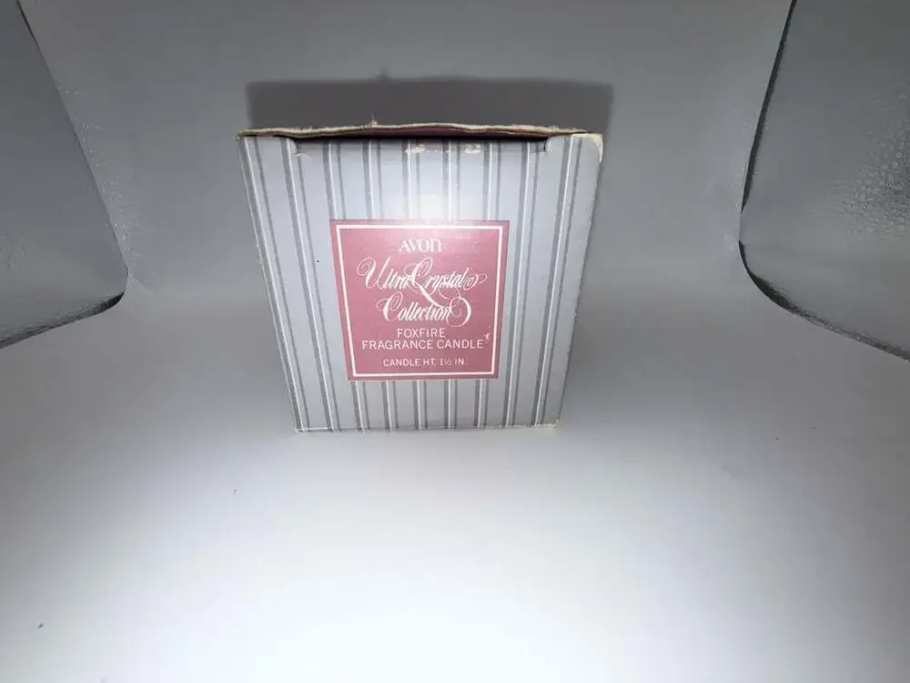 Vintage 1981 Avon Crystal Foxfire Fragrance Candle with Faceted Glass Holder